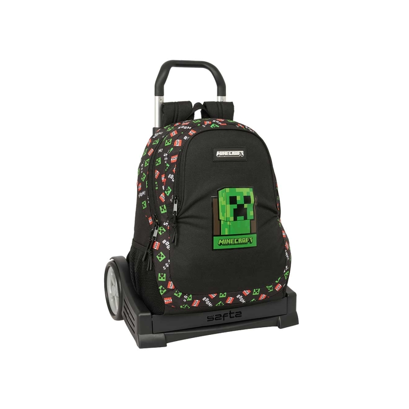 Sac à dos trolley Minecraft noir avec porte-bouteille Sac à dos trolley Minecraft noir avec porte-bouteille