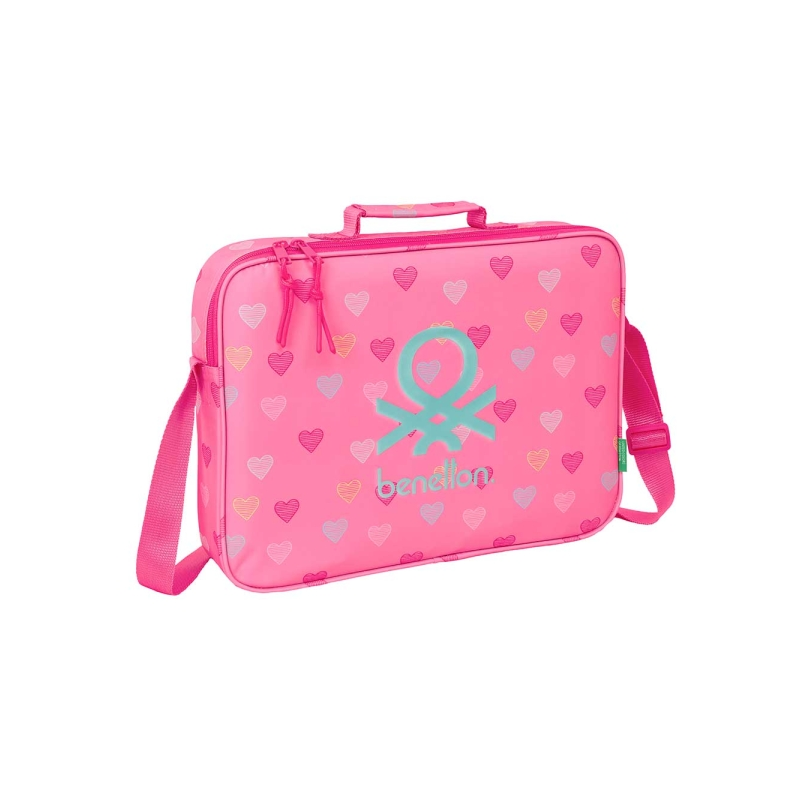 Porte-documents zippé Benetton Heart rose avec bandoulière Porte-documents zippé Benetton Heart rose avec bandoulière