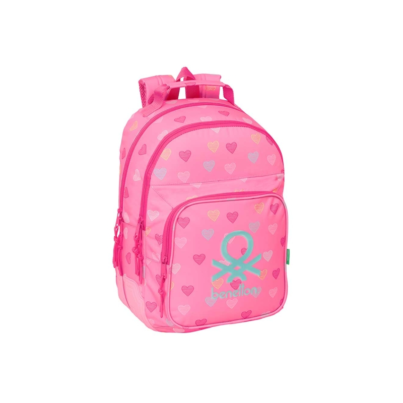 Sac à dos Benetton Heart 2 compartiments rose