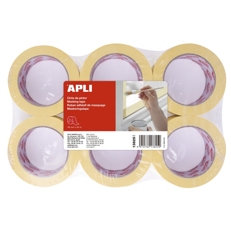 Apli Painter's Tape 48 mm x 45 m - Adhésif haute résistance - Facile à couper et à appliquer - Idéal pour la peinture et la