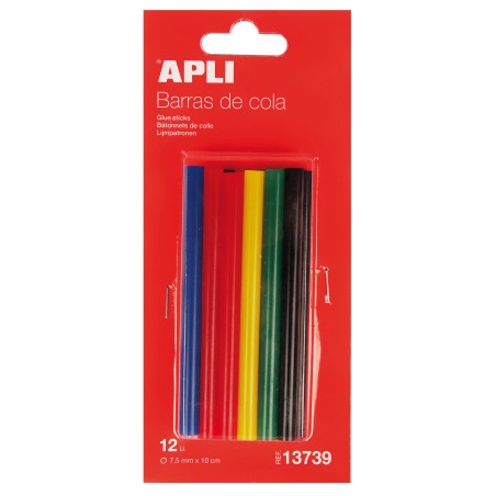 ✅ Apli Bâtons d'adhésif thermofusible de rechange - Ø7,5 mm x 10 cm - 12 bâtons en 6 couleurs assorties - Ad en stock
