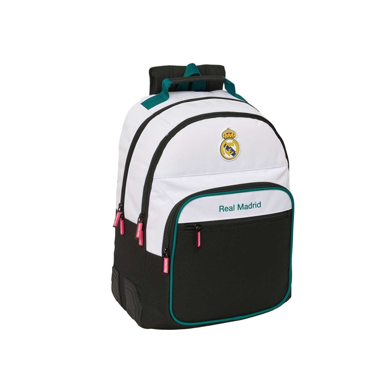 Sac à dos Real Madrid noir et blanc avec porte-bouteilles Sac à dos Real Madrid noir et blanc avec porte-bouteilles
