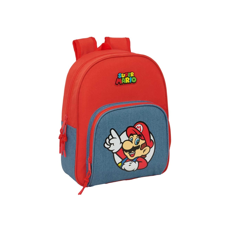 Sac à dos enfant Super Mario rouge et bleu avec porte-bouteille Sac à dos enfant Super Mario rouge et bleu avec porte-bouteille