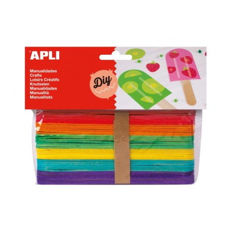 ✅ Apli Lot de 40 Bâtons de Polo Jumbo Bois Naturel 150 x 18 mm - Couleurs Assorties couleur Surtido en stock