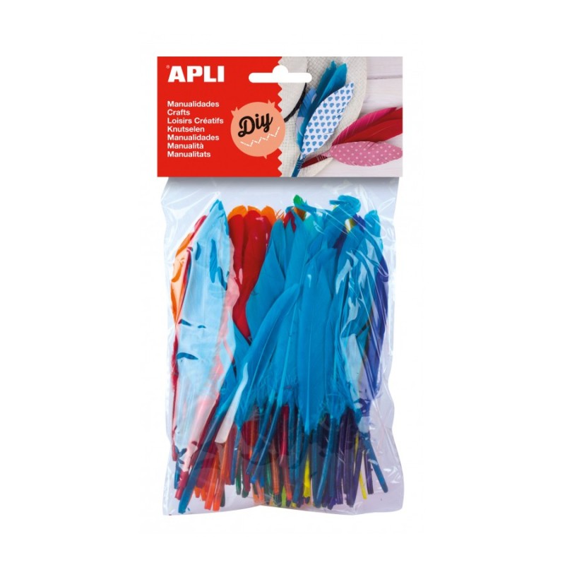 Apli Pack de 100 Plumes Indiennes - Mesures entre 9 cm et 14 cm - Couleurs Assorties