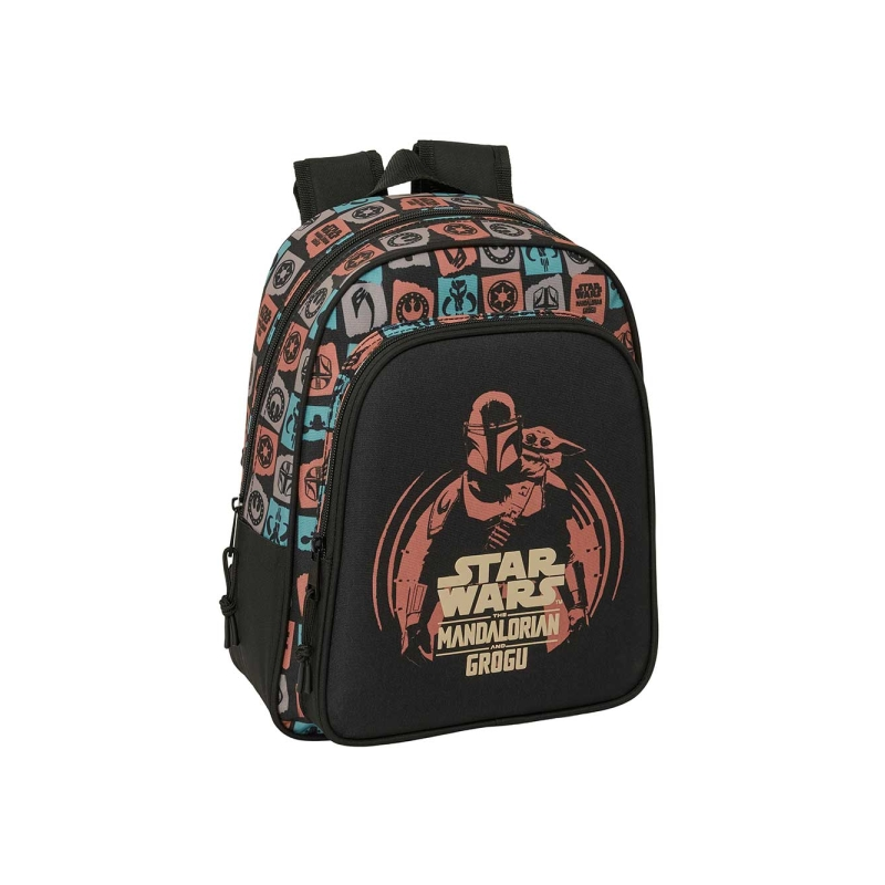 Sac à dos enfant Mandalorian Grogu noir avec porte-bouteille Sac à dos enfant Mandalorian Grogu noir avec porte-bouteille