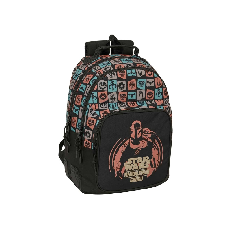 Sac à dos Mandalorian et Grogu noir avec poche frontale Sac à dos Mandalorian et Grogu noir avec poche frontale