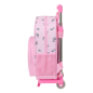 Sac à dos Snoopy rose avec chariot amovible 26x34x11 cm