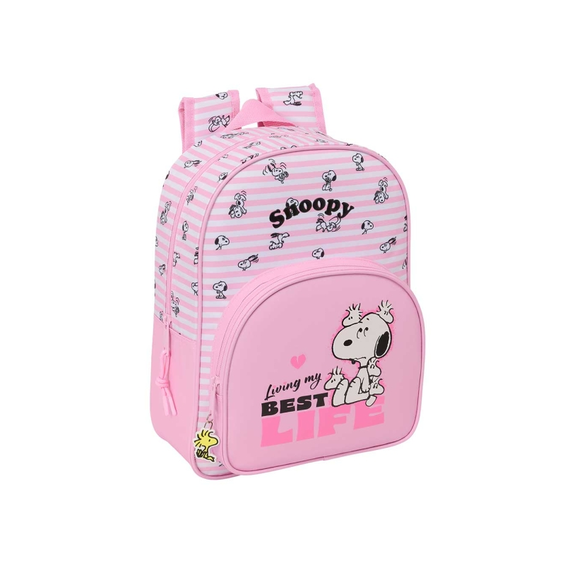Sac à dos enfant Snoopy rose avec porte-bouteille Sac à dos enfant Snoopy rose avec porte-bouteille