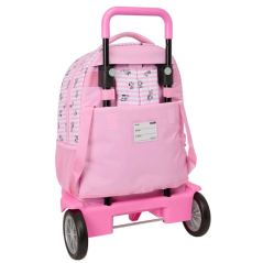 Sac à roulettes Snoopy 33 L rose avec porte-bouteille