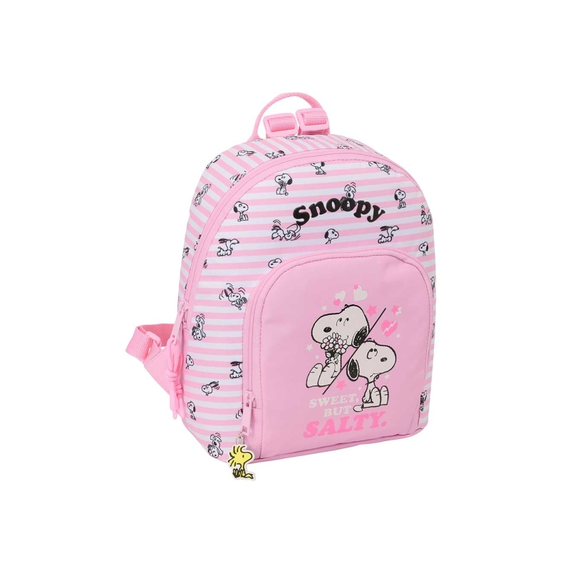 Mini sac à dos Snoopy rose avec poches avant et arrière Mini sac à dos Snoopy rose avec poches avant et arrière