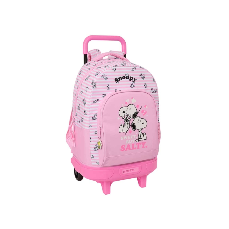 Sac à dos à roulettes Snoopy 33L rose avec porte-bouteille Sac à dos à roulettes Snoopy 33L rose avec porte-bouteille