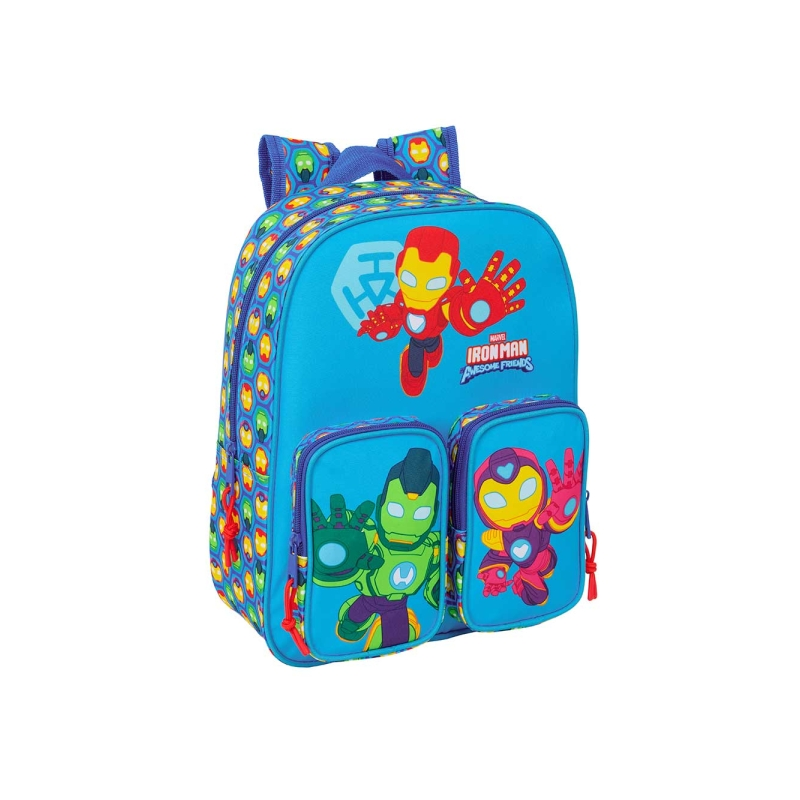 Sac à dos enfant Iron Man bleu avec porte-bouteille Sac à dos enfant Iron Man bleu avec porte-bouteille