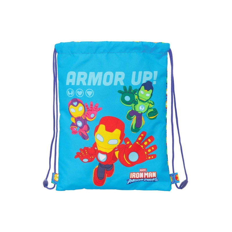 Sac plat Iron Man bleu 3L avec poche zippée