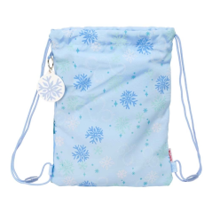 Sac à cordon Frozen bleu pastel 26x34 cm avec poche zippée