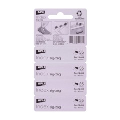 Apli Zigzag Film Index Adhésifs 45x12mm 4 Distributeurs de 35 Index de 4 Couleurs - Facile à Appliquer - Adhésif de Qualité