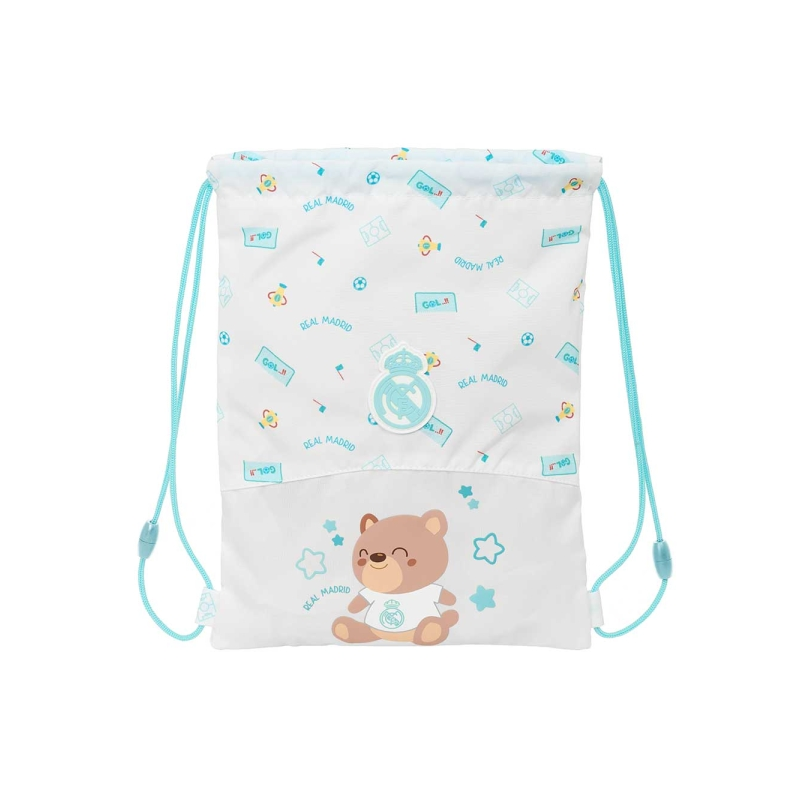 Sac à dos enfant Real Madrid blanc à poche zippée Sac à dos enfant Real Madrid blanc à poche zippée