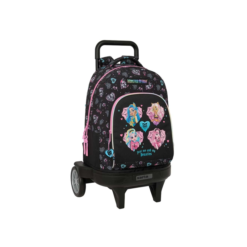 Sac à dos trolley Monster High noir avec poche amovible Sac à dos trolley Monster High noir avec poche amovible