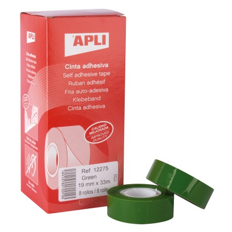 ✅ Apli Green Ruban adhésif 19 mm x 33 m - Résistant à la déchirure - Facile à couper - Adhésif vert de hau en stock