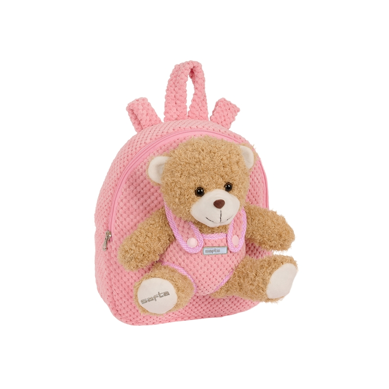 Sac à dos préscolaire ours en peluche rose Safta