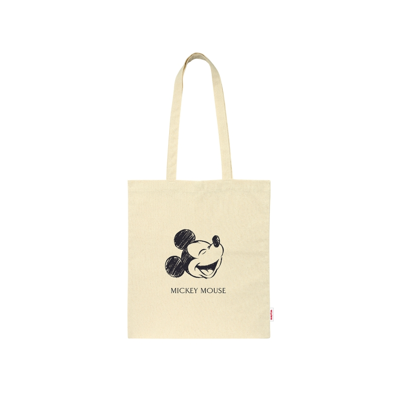 Sac cabas Mickey Mouse en toile beige avec poignées Sac cabas Mickey Mouse en toile beige avec poignées