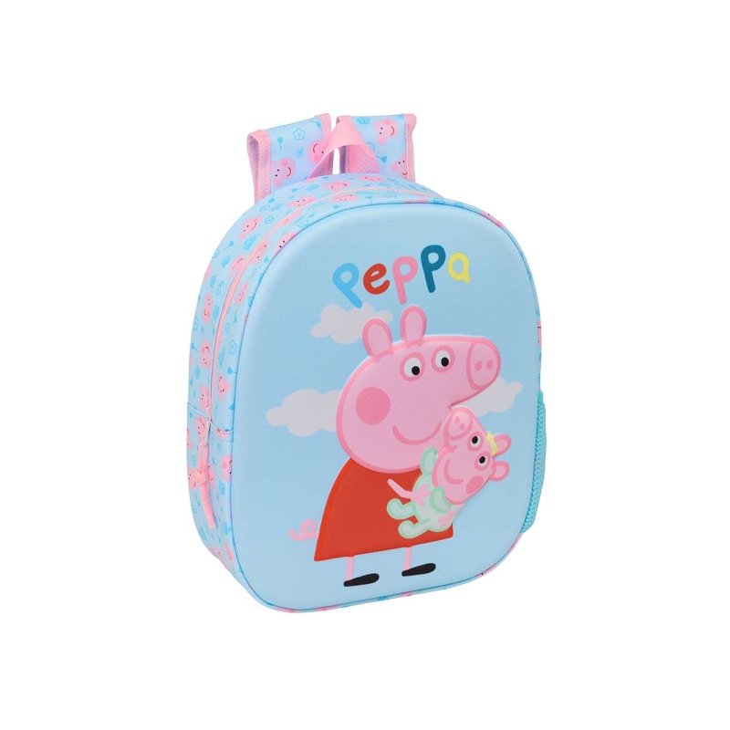 Sac à dos 3D Peppa Pig bleu pastel 27x33x10 cm Sac à dos 3D Peppa Pig bleu pastel 27x33x10 cm