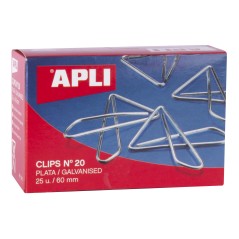 ✅ Apli Butterfly Clips Fil Nº 20 (60mm) Galvanisé/Finition Argent - Brillant - 25 Unités par Boîte couleur P en stock