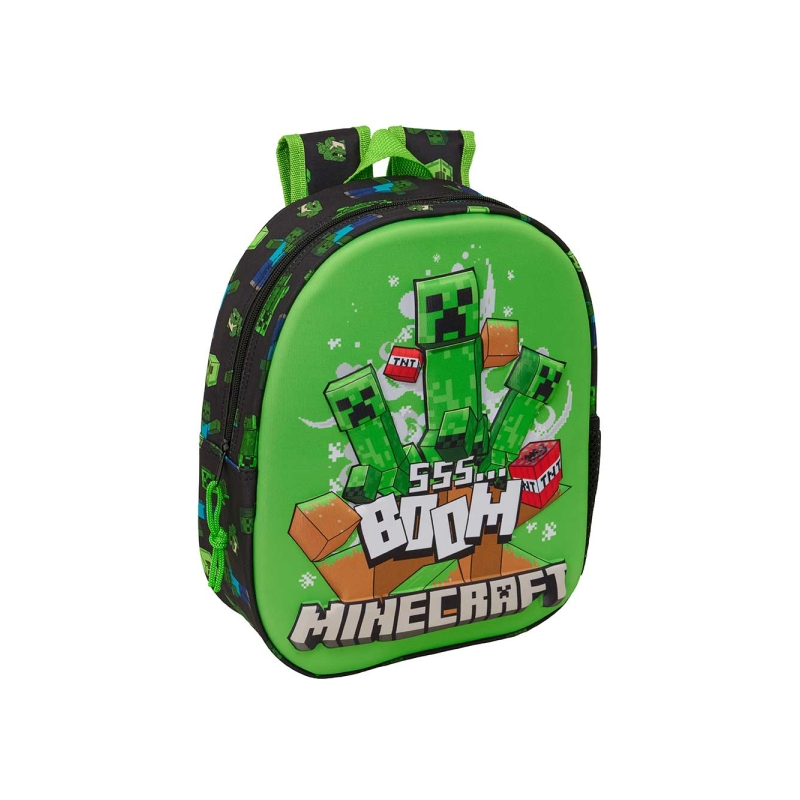 Sac à dos Minecraft Boom 3D vert noir 27x33x10 cm Sac à dos Minecraft Boom 3D vert noir 27x33x10 cm