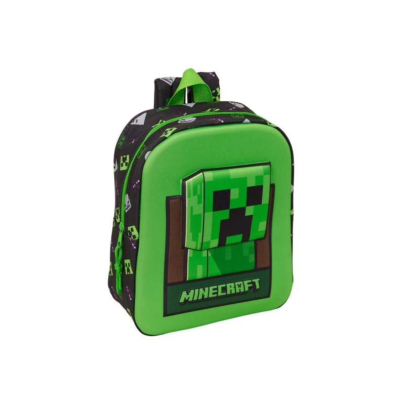 Sac à dos enfant Minecraft 3D vert noir 6L