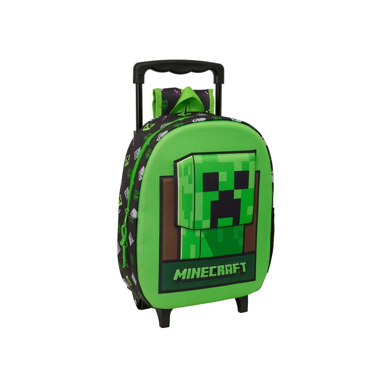 Sac à dos à roulettes Minecraft vert noir Sac à dos à roulettes Minecraft vert noir