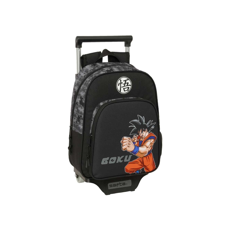 Sac à dos à roulettes Dragon Ball noir avec porte-bouteille Sac à dos à roulettes Dragon Ball noir avec porte-bouteille