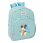 Mochila enfant Mickey Mouse bleu pastel avec porte-bouteille