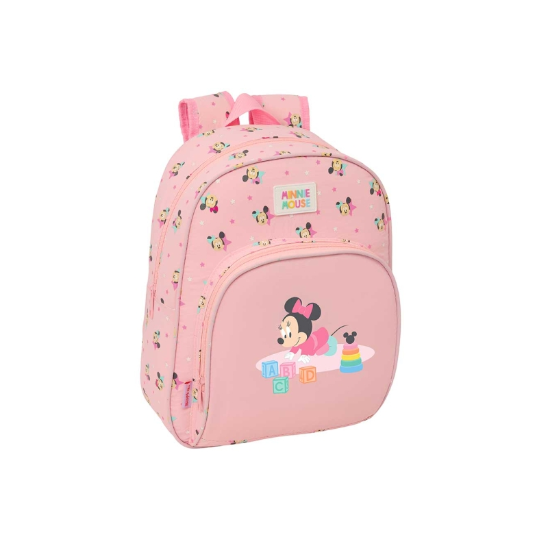 Sac à dos enfant Minnie Mouse rose pastel,porte-bouteilles Sac à dos enfant Minnie Mouse rose pastel,porte-bouteilles