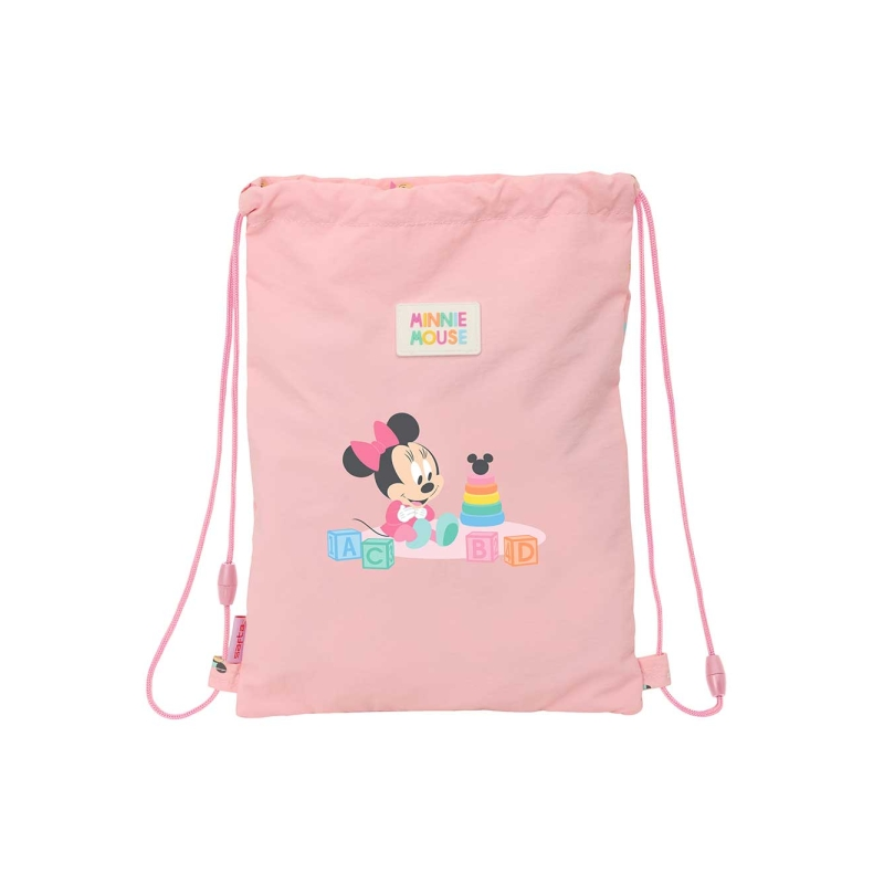 Sac à dos cordon Minnie Mouse bébé rose pastel Sac à dos cordon Minnie Mouse bébé rose pastel