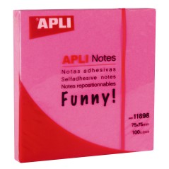 ✅ Apli Funny Sticky Notes adhésives 75x75mm - Bloc de 100 feuilles - Rose fluo couleur Rosa Fluorescente en stock