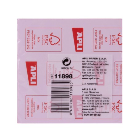 Apli Funny Sticky Notes adhésives 75x75mm - Bloc de 100 feuilles - Rose fluo