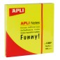 Apli Funny Sticky Notes 75x75mm - Bloc de 100 feuilles - Adhésif de qualité - Facile à décoller - Couleur jaune fluo Apli Funny Sticky Notes 75x75mm - Bloc de 100 feuilles - Adhésif de qualité - Facile à décoller - Couleur jaune fluo
