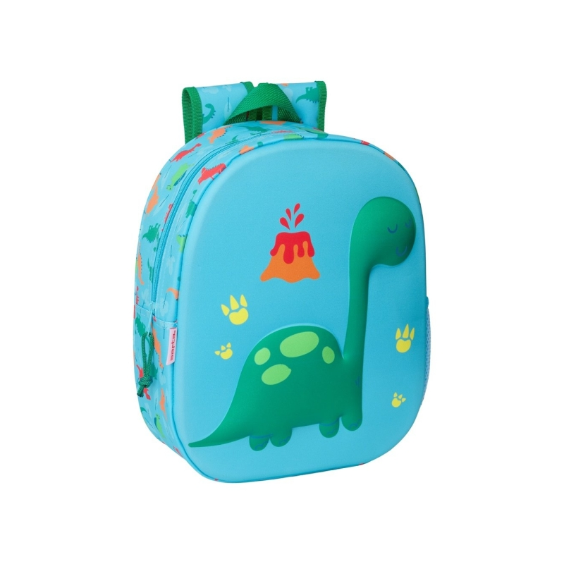 Sac à dos enfant Dino 3D bleu avec porte-bouteille Sac à dos enfant Dino 3D bleu avec porte-bouteille