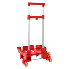 Sac à dos trolley compact rouge à roues anti-vibrations