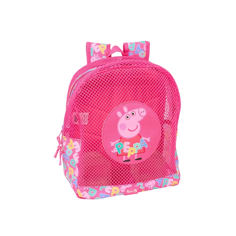 Sac à dos Peppa Pig rose à maille résistante Sac à dos Peppa Pig rose à maille résistante