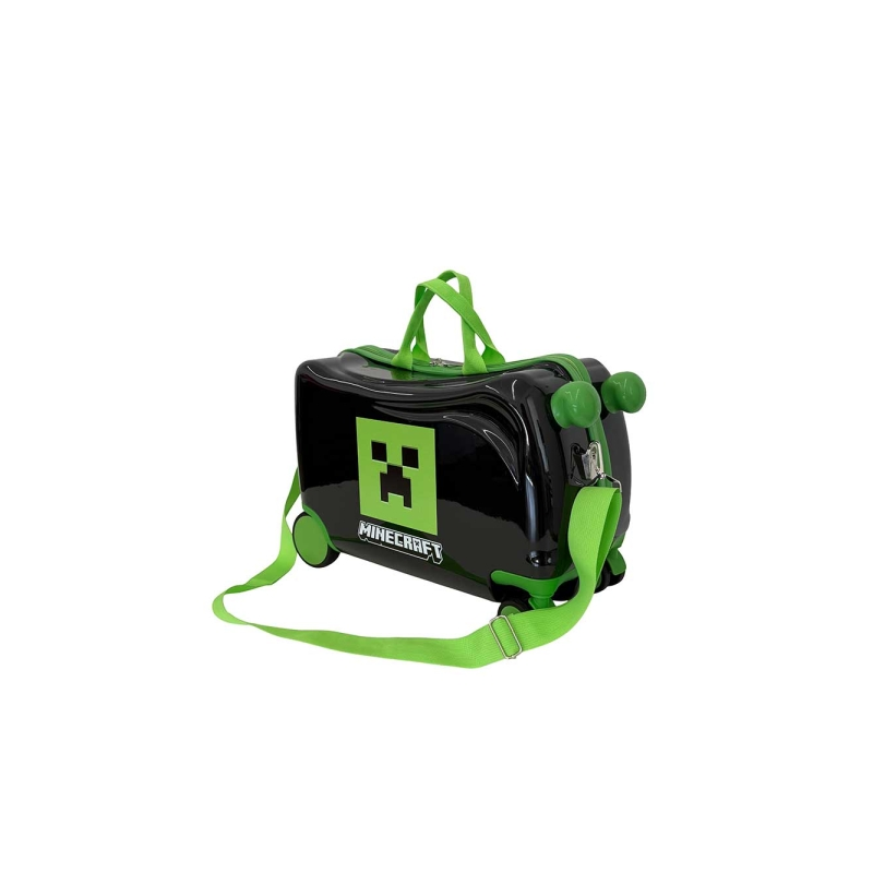 Trolley enfant Minecraft noir et vert avec bandoulière Trolley enfant Minecraft noir et vert avec bandoulière