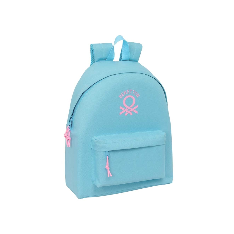 Sac à dos Benetton Basics bleu clair avec poche avant Sac à dos Benetton Basics bleu clair avec poche avant