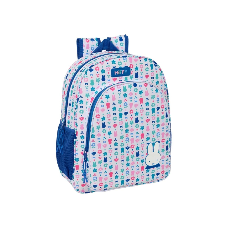 Sac à dos Miffy Bunny blanc et bleu adaptable chariot