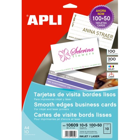 ✅ Apli Cartes de Visite Bords Droits Mat 200g 15 Feuilles couleur Blanc en stock