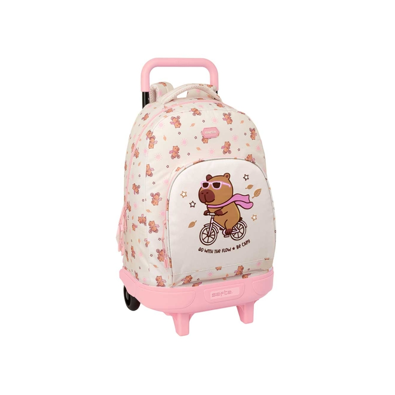 Sac à dos à roulettes Capibara Safta rose pastel 33 L