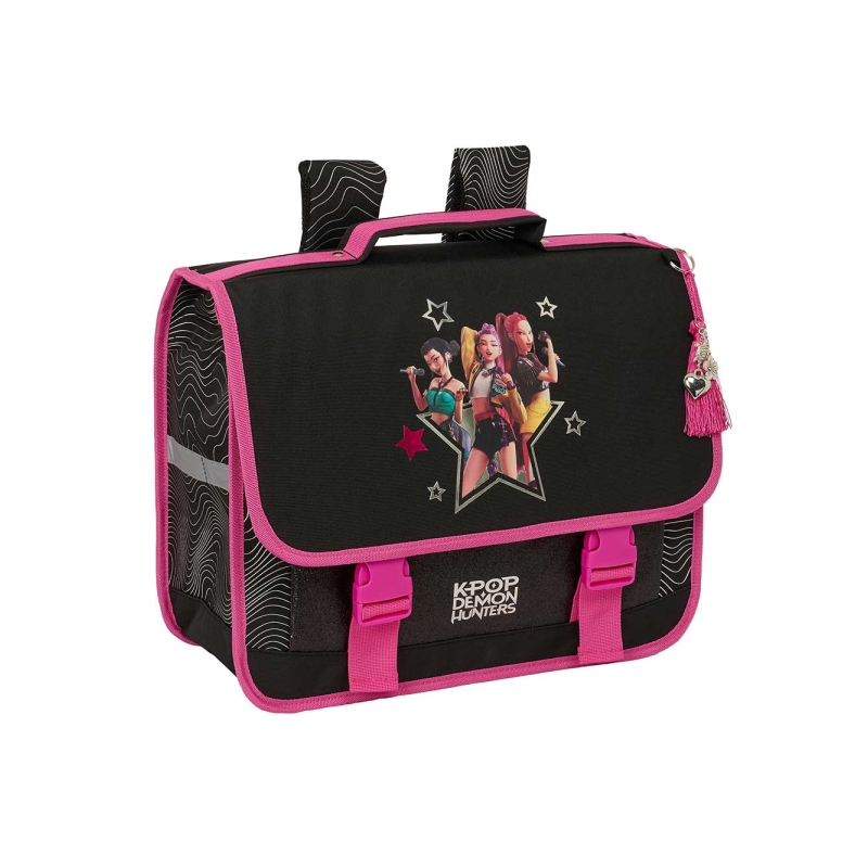 Sac à dos scolaire K-Pop Demon Hunters noir rose