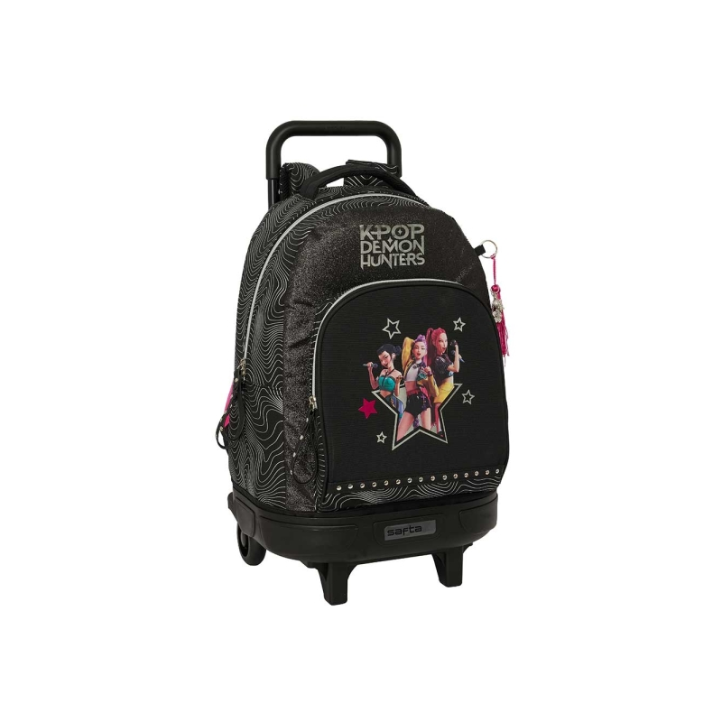 Sac à dos à roulettes K-Pop Demon Hunters noir rose