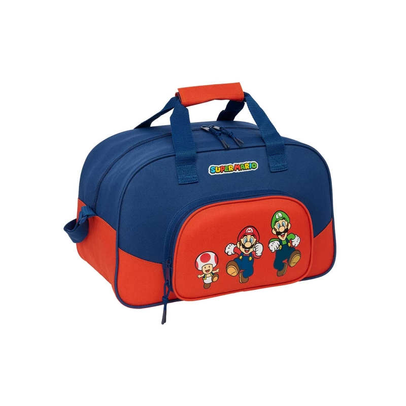 Sac de sport Super Mario bandoulière rouge et bleu Sac de sport Super Mario bandoulière rouge et bleu