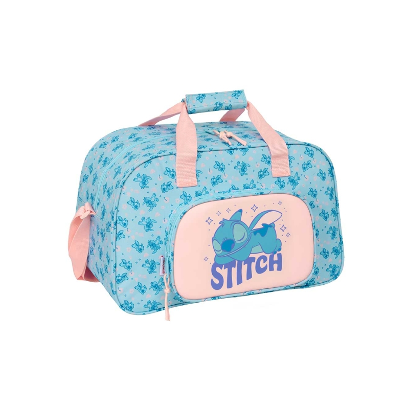 Sac de sport Stitch Ohana bleu clair bandoulière réglable