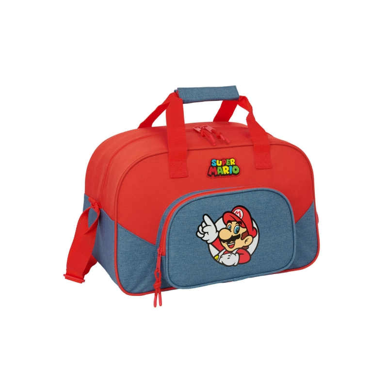 Sac de sport Super Mario rouge et bleu avec bandoulière Sac de sport Super Mario rouge et bleu avec bandoulière